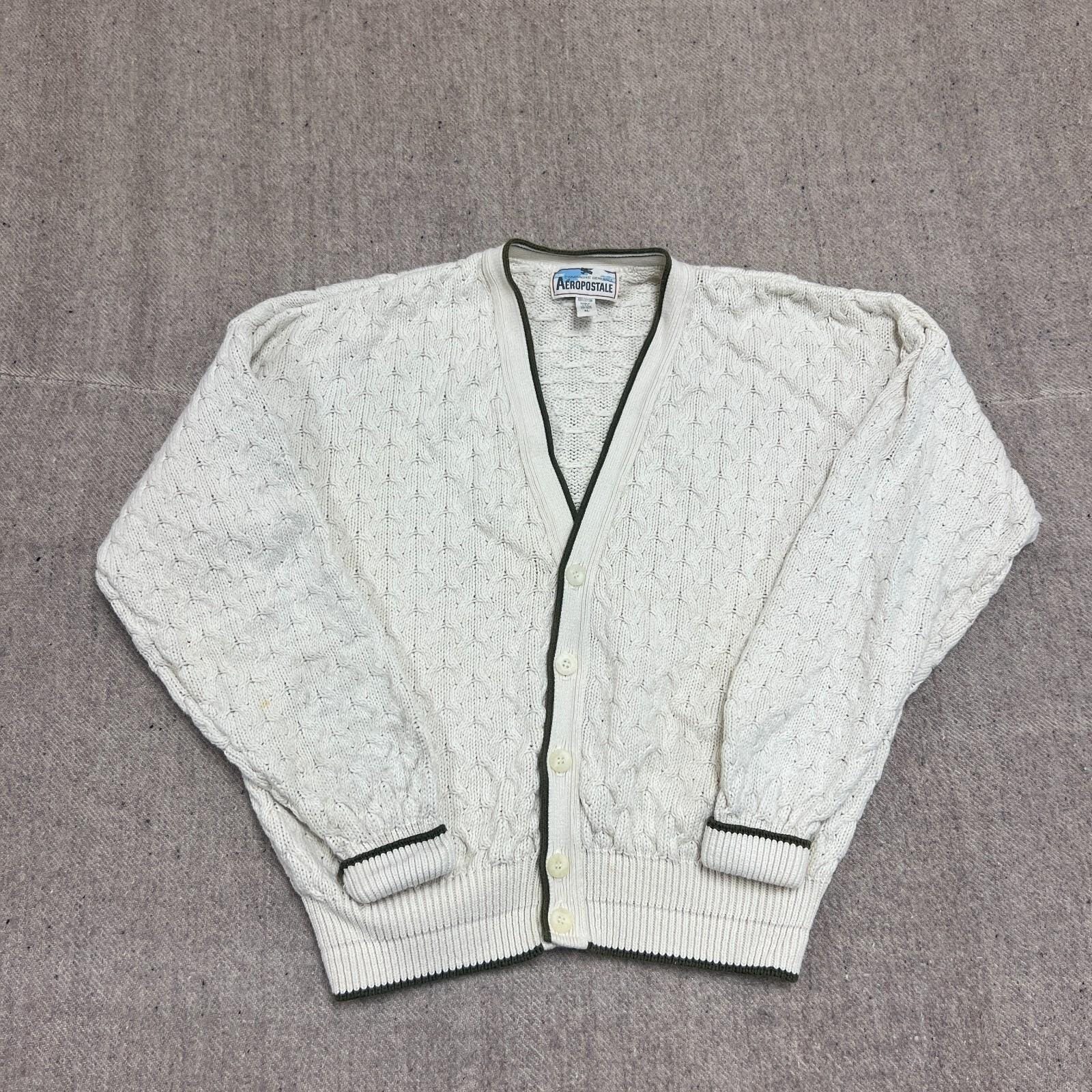 Vintage Aeropostale Cardigan Mens Xl White 1990s Usa